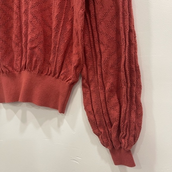 Joie Jaede Pointelle Cotton Cashmere Sweater in Desert Spice Size Medium - Picture 4 of 11